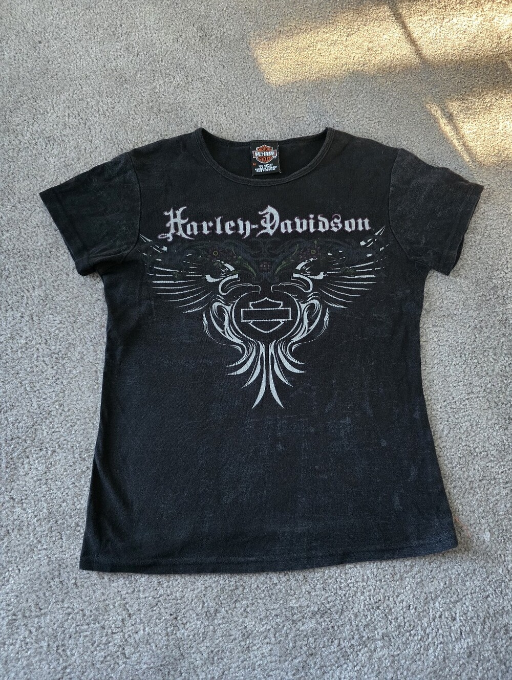 Harley Davidson Biker black 100% cotton baby tee size medium